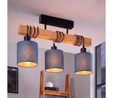 Svietidlá BRILAGI - Prisadený luster NUBILA 3xE27/60W/230V borovica/tmavomodrá 1xEG44074+3xBG1575