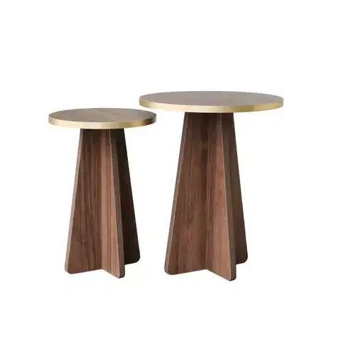 Konferenčné stolíky Súprava konferenčných stolíkov Mushroom Gold and Walnut, 2 ks