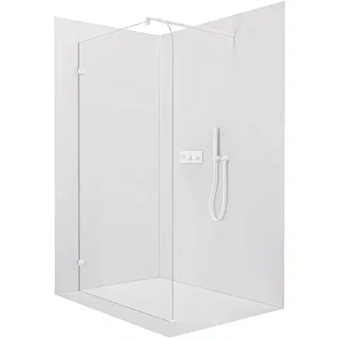 Sprchové dvere CERANO - Sprchová zástena Walk-in Orbis Round Ľ/P - 8 mm - okrúhla vzpera - biela matná, transparentné sklo - 130x200 CER-978769