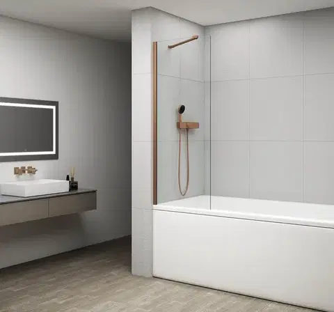 Sprchové dvere POLYSAN - FISA vaňová zástena 600x1500, meď mat, číre sklo FS1062-PG