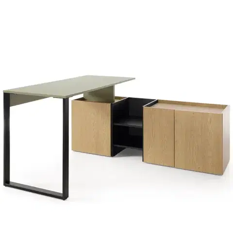 Moderné kancelárske stoly Písací Stôl Sergio SE8+Komoda 3D Eukalyptus/Dub Baltic