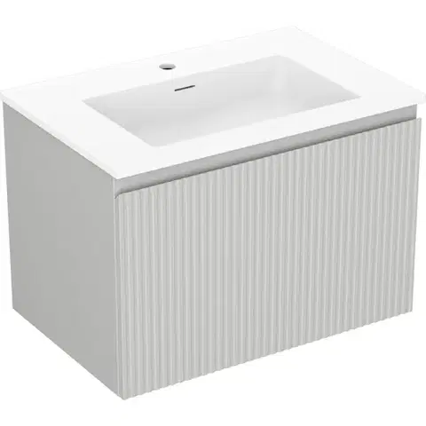 Kúpeľňový nábytok MEXEN/S - Rivel kúpeľňová skrinka 70 cm s umývadlom Otis, 1 šuplík, reliéf, šedá mat/biela mat 91A20-07047-1-BF62-W18M01