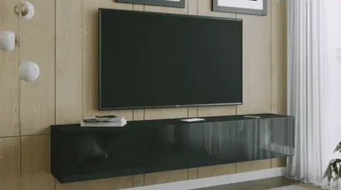 TV stolíky ArtExt Závesný TV stolík JOY | 200 cm Farba: R3 čierny lesk