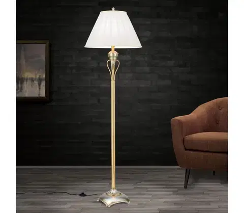 Lampy Orion Stl 12-1097/1 - Stojacia lampa TIZIA 1xE27/60W/230V biela/zlatá/patina Stl 12-1097/1 gold