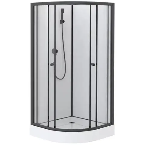 Sprchové kúty 80x80 Sprchový box štvrťkruhový Elize 80x80x200 čierny