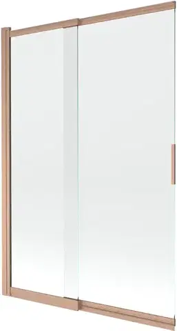 Sprchové dvere MEXEN - Fox vaňová zástena 2-krídlová posuvná 120 x 150, transparent, meď kartáčovaná 891-120-002-65-00