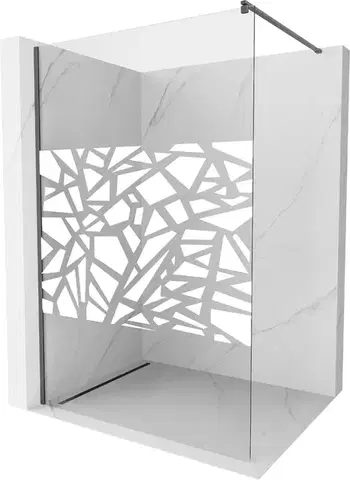 Sprchové dvere MEXEN/S - Kioto Sprchová zástena Walk-in 110 x 200, biely vzor 8 mm, grafit kartáčovaná 800-110-101-66-85