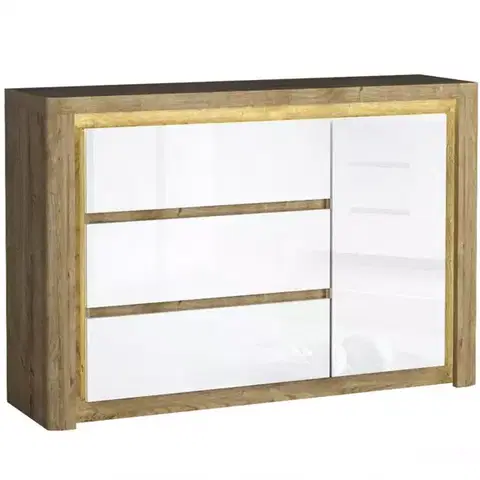 Komody do spálne Komoda Livinio L15 Ribbeck/Biely lesk