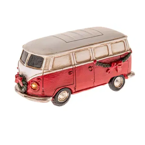 Vianočné dekorácie Polyresinové svietiace autíčko Busík, 11,5 cm