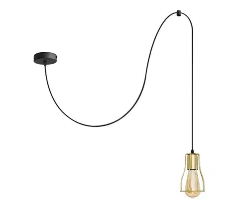 Svietidlá  Luster na lanku TUBE 1xE27/15W/230V čierna/zlatá W-KM 1924/1K BK+GO MAT