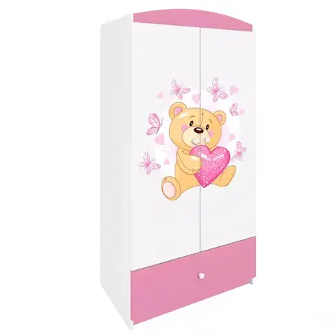 Skrine do izieb Skriňa Babydreams ružová – Medveď s motýľmi