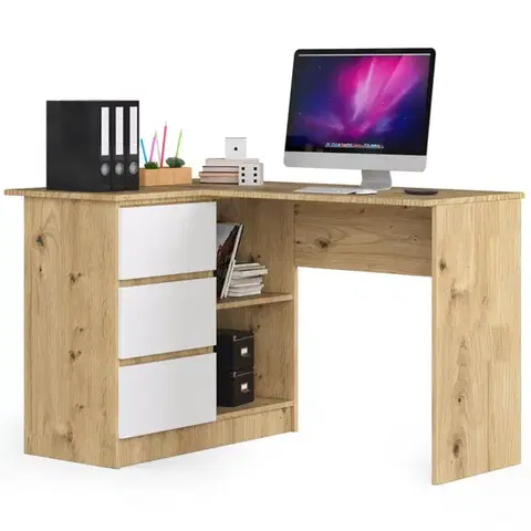 Písacie stoly Moderný písací stôl HERRA124L, dub Artisan / biely