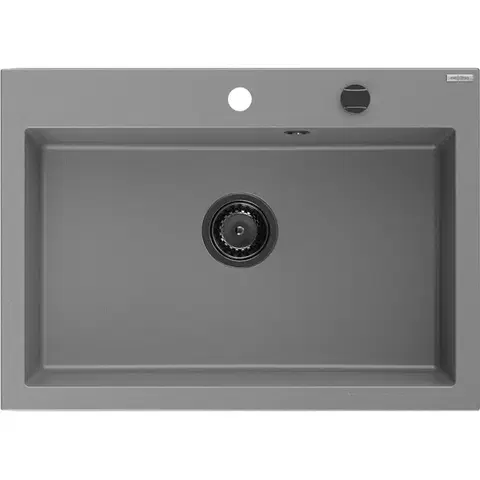 Kuchynské drezy MEXEN/S MEXEN/S - Elix granitový drez 1-miska 700 x 500 mm, sivý, sifón čierna 6526701005-71-B