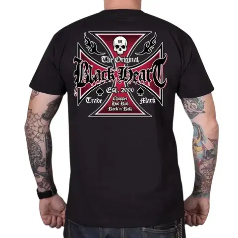 Pánske tričká Tričko BLACK HEART Heart Cross čierna - M