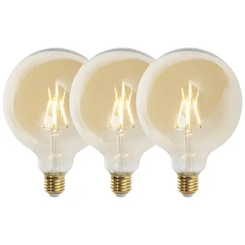 LED osvetlenie Sada 3 stmievateľných LED žiaroviek E27 G125 zlatá 5W 450lm 2200K