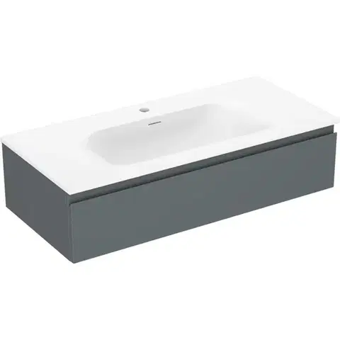 Kúpeľňový nábytok MEXEN/S - Orio kúpeľňová skrinka 100 cm s umývadlom Vela, 1 šuplík, grafit mat/biela mat 91A10-10023-1-BF66-W23M01