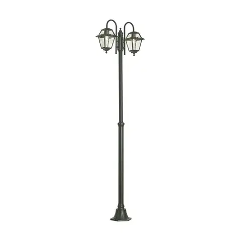 Vonkajšie svietidlá Klasická vonkajšia lampa tmavozelená 235 cm 2-svetlá IP44 - Berta