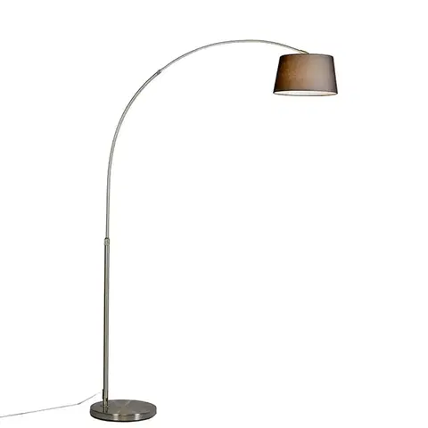 Oblúkové lampy Moderná oblúková stojaca lampa oceľ s čiernym textilným tienidlom - Arc Basic