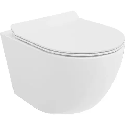 Záchody MEXEN/S - Lena Závesná WC misa Rimless Tornado vrátane sedátka s slow slim, duroplast, biela lesk 30224000T