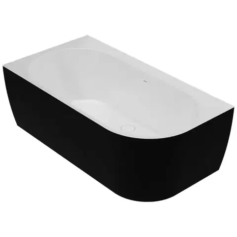 Rohové vane Vaňa Lisa 159x84 pravý biela/čierna matná + sifón + rozeta