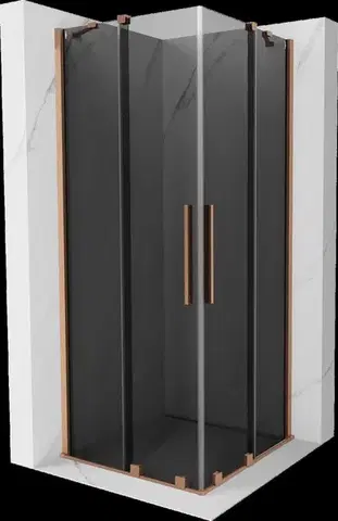 Sprchovacie kúty MEXEN/S - Velar Duo sprchovací kút, posuvné dvere 90 x 90, grafit, meď kartáčovaná 871-090-090-42-65