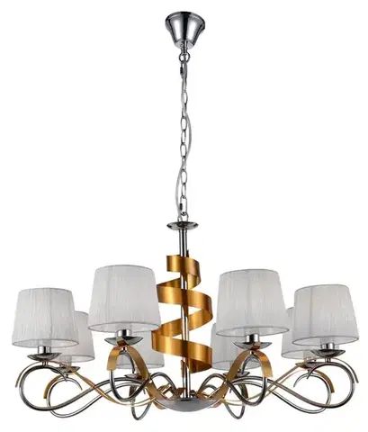Svietidlá Závesná lampa luster chróm/zlatý 8x40W nastaviteľná Denis