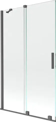 Sprchové dvere MEXEN/S - Velar Dvojkrídlová posuvná vaňová zástena 110 x 150, transparent, šedá kartáčovaná 896-110-000-01-66