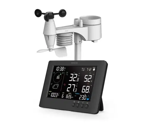 Meteostanice, teplomery a vlhkomery Sencor - Profesionálna meteostanica s LCD displejom a budíkom 5V/1xCR2032 + 3xAA Wi-Fi 52000909