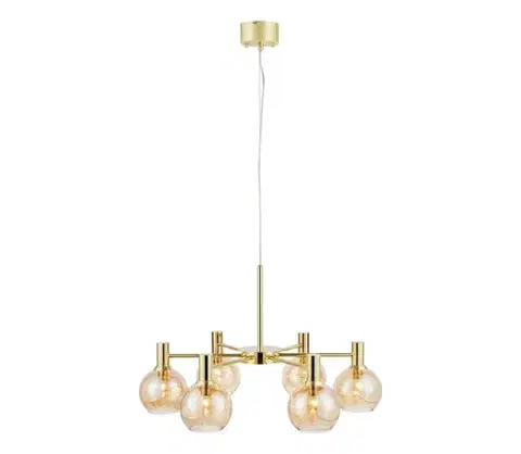 Svietidlá Markslöjd 109153 - Závesný luster na lanku AMBRA 6xE14/40W/230V zlatá/dymovo-béžová 109153