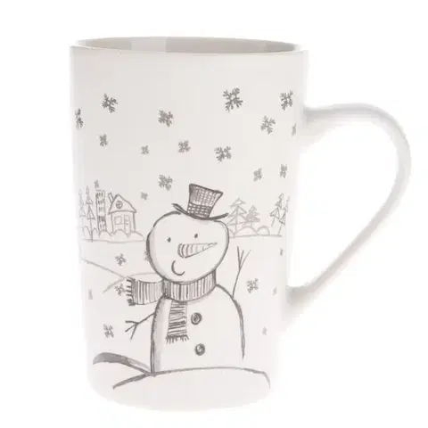 Hrnčeky a šálky Vianočný porcelánový hrnček Snehuliak, 435 ml
