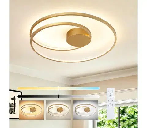 Svietidlá BRILAGI- LED stmievateľné stropné svietidlo TWISTER LED/75W/230V pr. 70 cm zlaté + diaľkové ovládanie BRI495