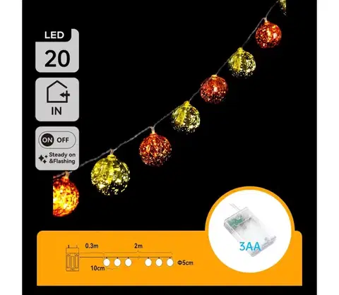 Vianočné dekorácie  B.V.  - LED  reťaz 20xLED/3xAA 2m teplá biela B103033XR