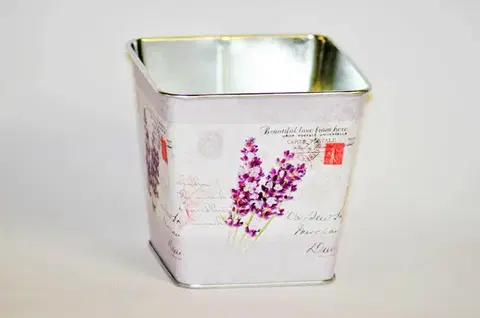 Kvetináče MAKRO - Kvetináč plech hranatý 9,5cm Levanduľa