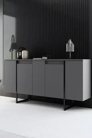 Komody Konzolový stolík Luxe - Anthracite, Black