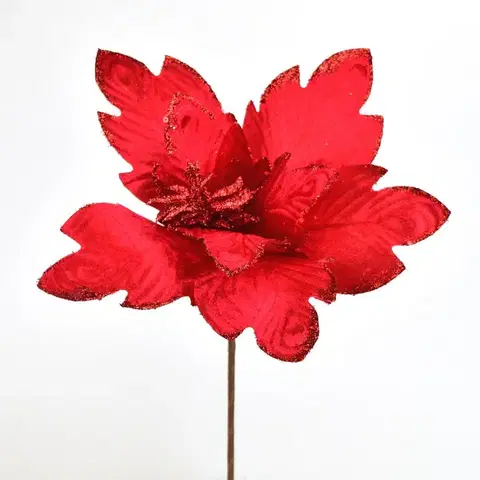 Vianočné dekorácie Kvet poinsettie červená zápich, pr. 30 cm