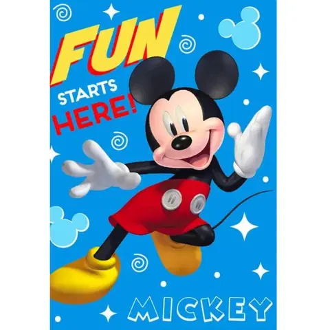 Deky Deka detská flecee Mickey Mouse modrá 140x100cm Faro Tiahome
