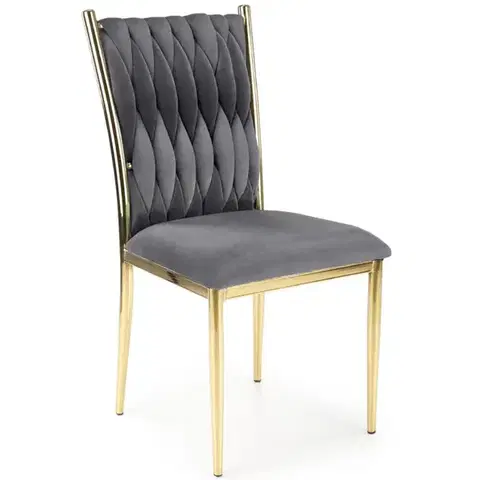 Čalúnené stoličky Stolička K436 Velvet/Chrome Šedá/Zlatý