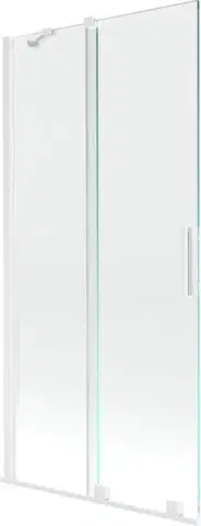 Sprchové dvere MEXEN/S - Velar Dvojkrídlová posuvná vaňová zástena 95 x 150, transparent, biela 896-095-000-01-20