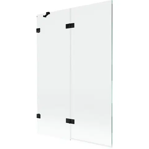 Sprchové dvere MEXEN/S - Lunar vaňová zástena 2-krídlová ľavá 120 x 150, transparent, čierna 897-120-100-70-00-L