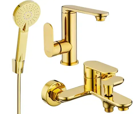 Kúpeľňové batérie MEXEN/S - Milo R40 Set umývadlovej a vaňovej batérie s príslušenstvom, zlato 713053R40-50