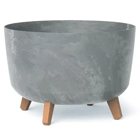 Kvetináče a truhlíky NABBI DGRL400E plastový kvetináč na nožičkách 39 cm sivý betón