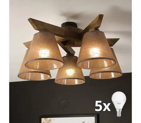 Svietidlá BRILAGI - LED  Prisadený luster ANTHONY 5xE14/40W/230V dub orech/hnedá 8590828610809