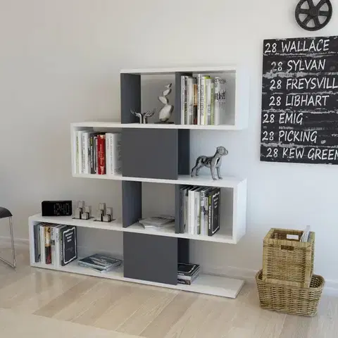 Knižnice Knižnica Karlin - White, Anthracite