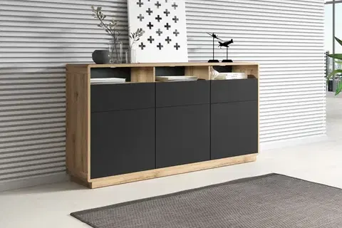 Komody a skrinky Komoda ARTON 26 taurus/čierny mat