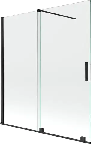 Sprchové dvere MEXEN/S - Velar Dvojkrídlová posuvná vaňová zástena 150 x 150, transparent, čierna 896-150-000-01-70