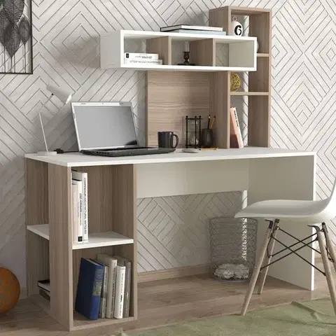 Písacie stoly LORA dizajnový písací stôl, biela/cordoba