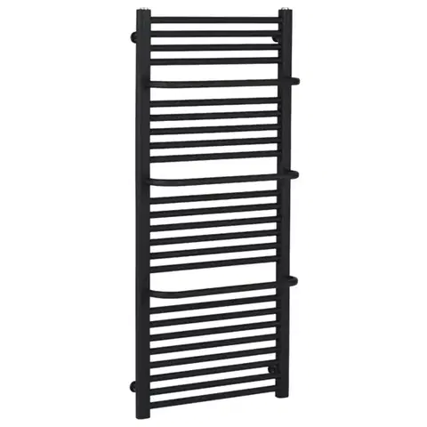 Držadlá k vani CERANO - Kúpeľňový radiátor Antonio - integrované držiaky na uteráky - bočné pripojenie - 655W - čierna matná - 1180x550 mm LIV-WD-26-55