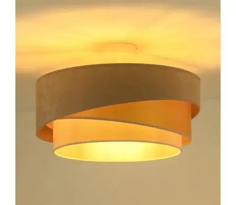 Svietidlá  - Prisadený luster KOBO 1xE27/15W/230V pr. 45 cm béžová/zlatá/krémová 605472