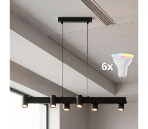 Svietidlá BRILAGI - LED RGBW Stmievateľný luster na lanku SELE 6xGU10/6,5W/230V čierny BG5271+AI2323