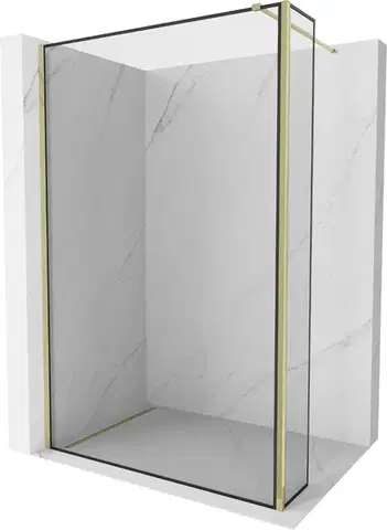 Sprchové dvere MEXEN/S - Kioto Sprchová zástena WALK-IN 90 x 30, čierny vzor, zlatá 800-090-212-50-70-030